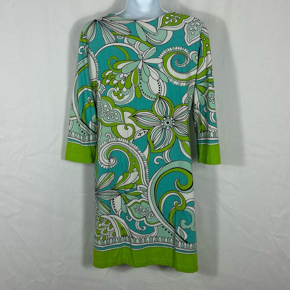 Barbara Gerwit Cotton Floral V-Neck long sleeve dress S - Picture 7 of 9